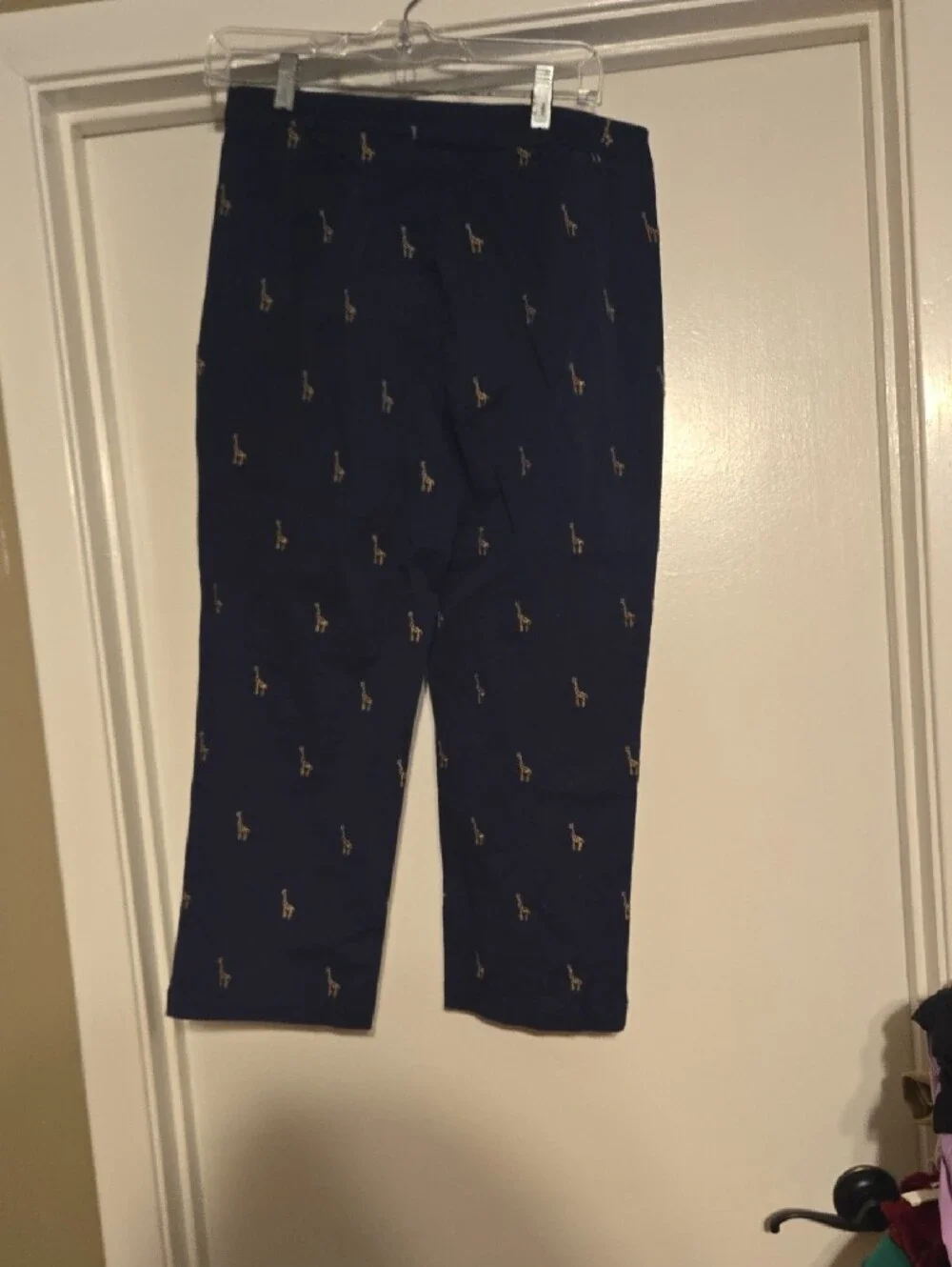 Coldwater Creek Navy and Tan Giraffe Embroidered Cropped Pants - Picture 8 of 8